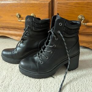 Nine West Black Lace-Up Combat Boots Size 10